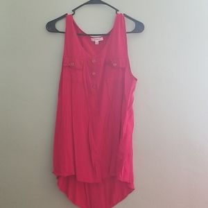 Red sleeveless blouse